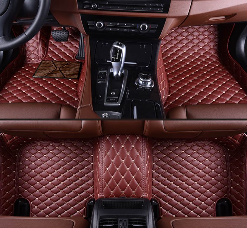 Schwarz & Rot Luxus Double Layer Individuelle Auto-Fußmatten